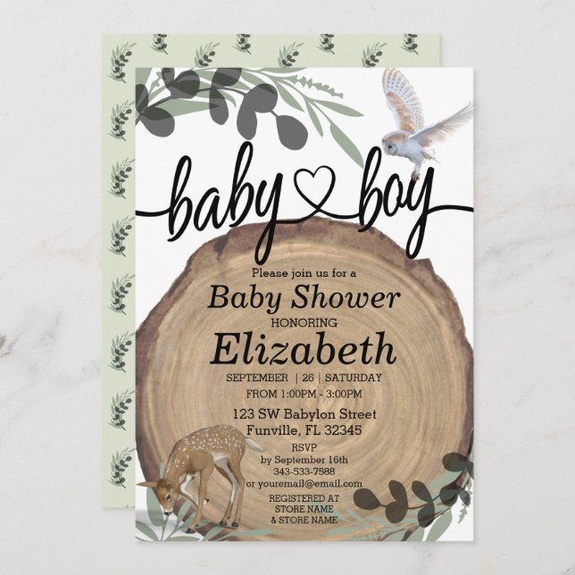 Rustic Woodland Invitation (Front/Back)