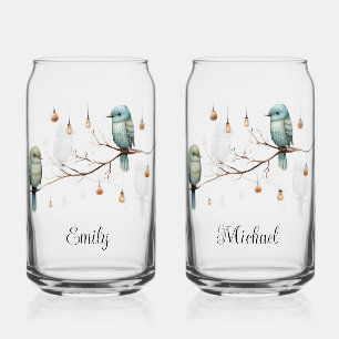 Rustic Woodland Love Birds  Romantic Wedding  Can Glass