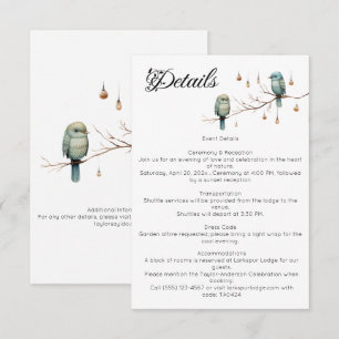 Rustic Woodland Love Birds  Romantic Wedding  Enclosure Card