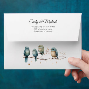 Rustic Woodland Love Birds  Romantic Wedding  Envelope
