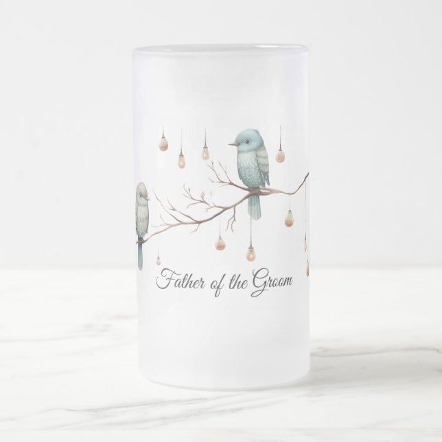 Rustic Woodland Love Birds  Romantic Wedding  Frosted Glass Beer Mug (Center)