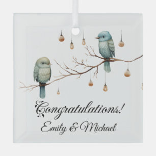 Rustic Woodland Love Birds  Romantic Wedding  Glass Tree Decoration