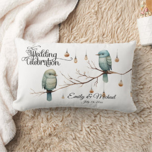 Rustic Woodland Love Birds Romantic Wedding Lumbar Cushion