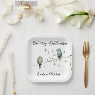 Rustic Woodland Love Birds  Romantic Wedding  Paper Plate