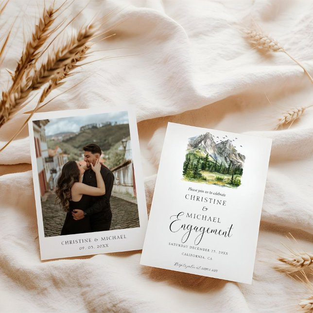 Rustic Woodland Mountain Forest engagement Party Save The Date (Creator Uploaded)