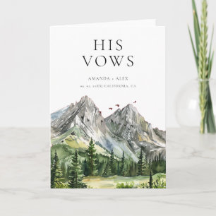 Rustic Woodland Mountain Forest His Wedding Vows Card