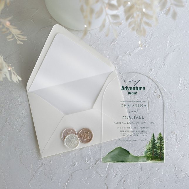 Rustic Woodland Mountain Forest Pine Wedding Acrylic Invitations (Creator Uploaded)