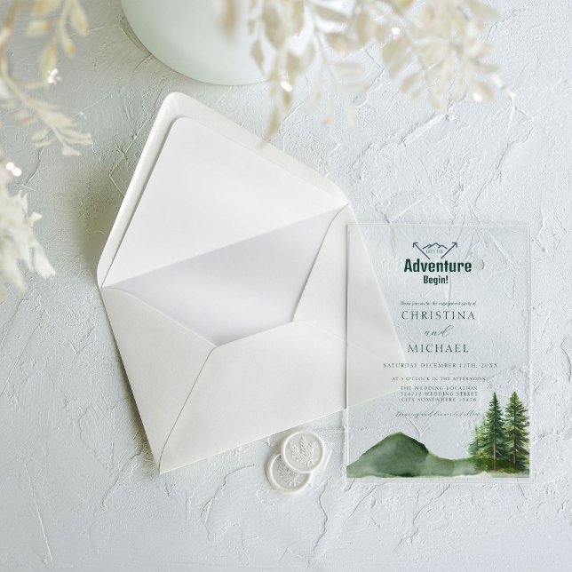 Rustic Woodland Mountain Forest Pine Wedding Acrylic Invitations (Creator Uploaded)