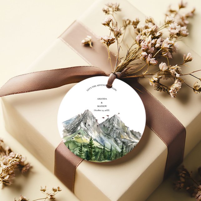 Rustic Woodland Mountain Forest Pine Wedding Favour Tags (Creator Uploaded)