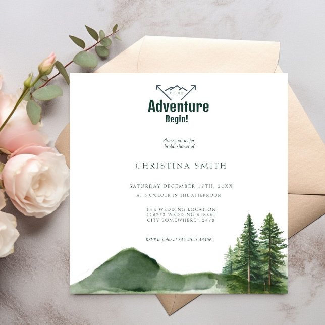 Rustic Woodland Mountain Forest Pine Wedding Invitation (Creator Uploaded)