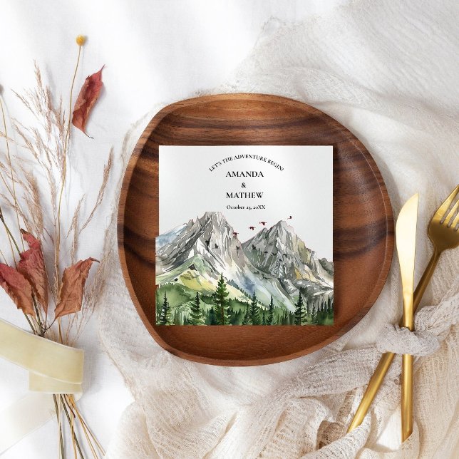 Rustic Woodland Mountain Forest Pine Wedding Napkin (Creator Uploaded)