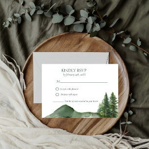 Rustic Woodland Mountain Forest Pine Wedding RSVP Card