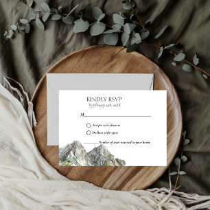 Rustic Woodland Mountain Forest Pine Wedding RSVP Card