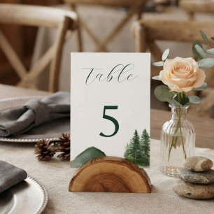 Rustic Woodland Mountain Forest Pine Wedding Table Number