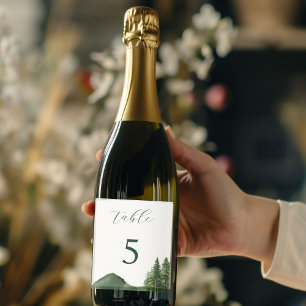 Rustic Woodland Mountain Forest Pine Wedding Wine Label