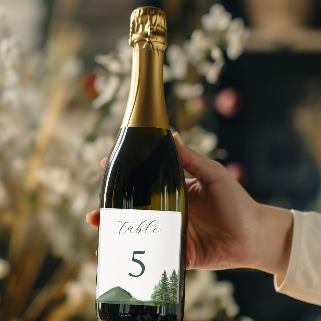 Rustic Woodland Mountain Forest Pine Wedding Wine Label (Creator Uploaded)