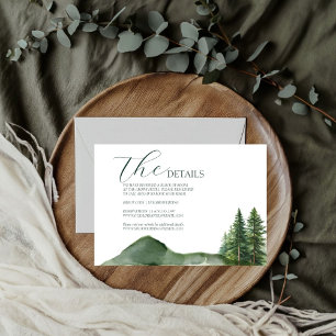 Rustic Woodland Mountain Forest Wedding details RSVP Card