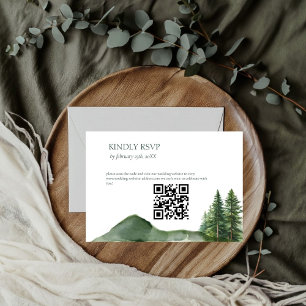 Rustic Woodland Mountain Forest Wedding details RSVP Card