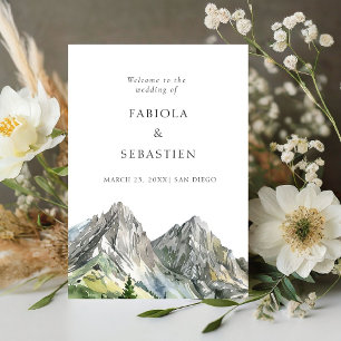 Rustic Woodland Mountain Forest Wedding Welcome Pedestal Sign