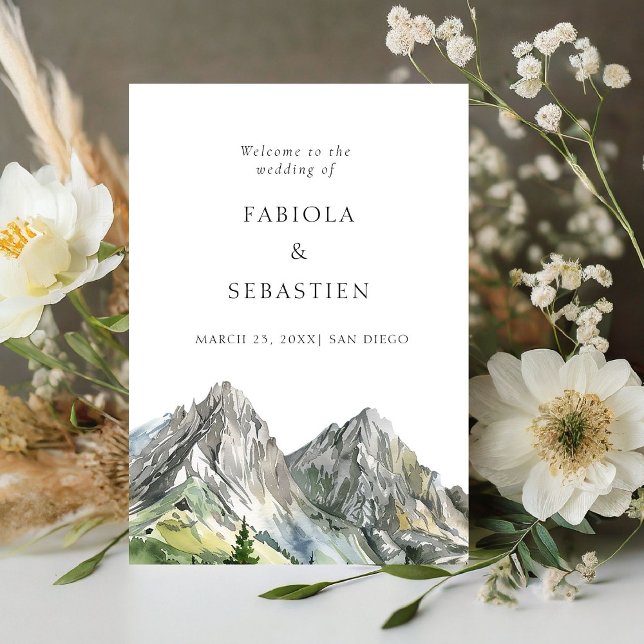 Rustic Woodland Mountain Forest Wedding Welcome  Pedestal Sign (Creator Uploaded)