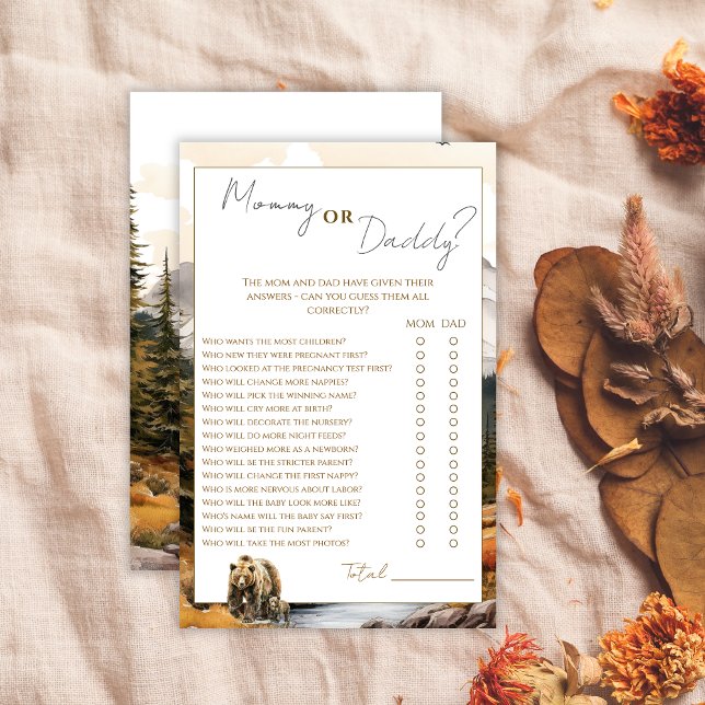 Rustic Woodland Mummy or Daddy Baby Shower Game (Creator Uploaded)