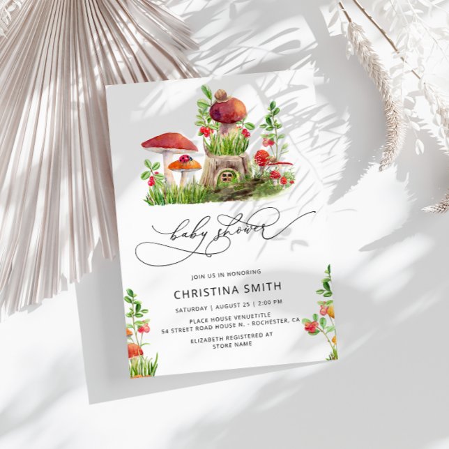 Rustic Woodland Mushroom Baby Shower Invitation (Creator Uploaded)