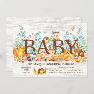 Rustic Woodland Neutral Baby Shower Invitation