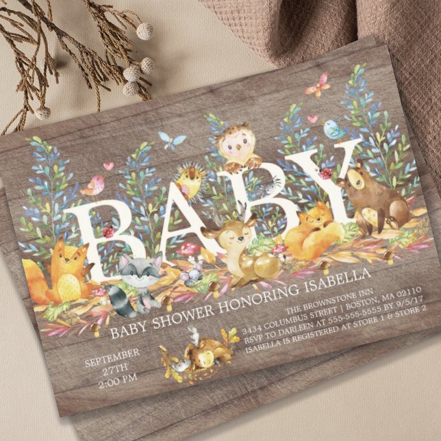 Rustic Woodland Neutral Baby Shower Invitation (Creator Uploaded)