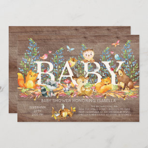 Rustic Woodland Neutral Baby Shower Invitation