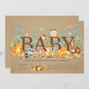 Rustic Woodland Neutral Baby Shower Invitation