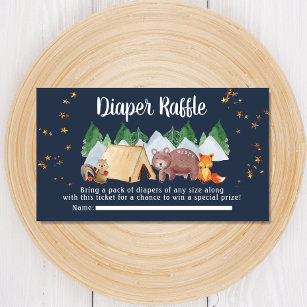Rustic Woodland Night Diaper Raffle Baby Shower Enclosure Card