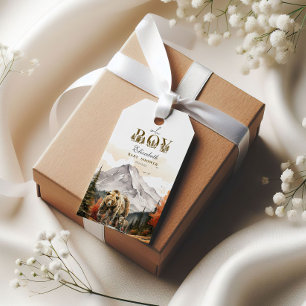 Rustic Woodland “Oh Boy” Mountain Bear Baby Shower Gift Tags