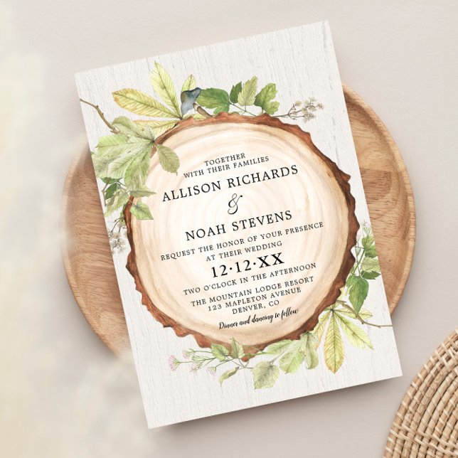 Rustic woodland outdoor forest theme wedding invitation (Creator Uploaded)