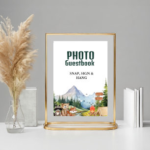 Rustic Woodland photo guestbook baby shower sign
