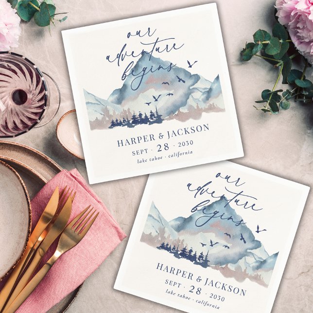 Rustic Woodland Pine Forest Our Adventure Begins Napkin (Creator Uploaded)