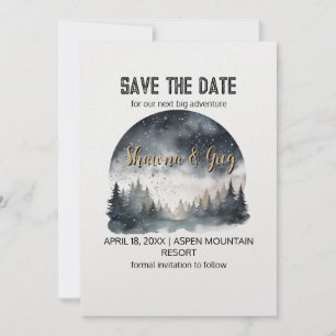 Rustic Woodland Pine Forest Winter Save the Date Invitation