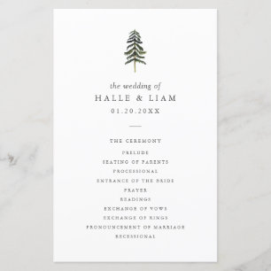 Rustic Woodland Pine Tree Wedding Program