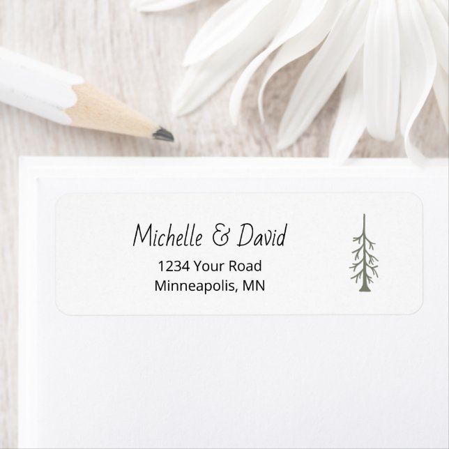 Rustic Woodland Pine Tree Wedding Return Address (Insitu)