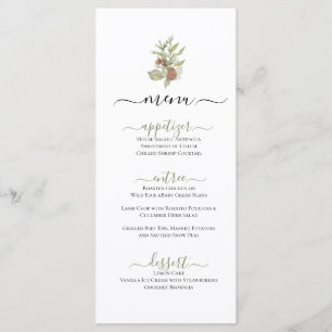 Rustic Woodland Pines & Pine Cones Illustration Menu