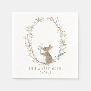 Rustic Woodland Rabbit Watercolor Baby Shower Napkin