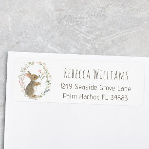 Rustic Woodland Rabbit Watercolor Return address