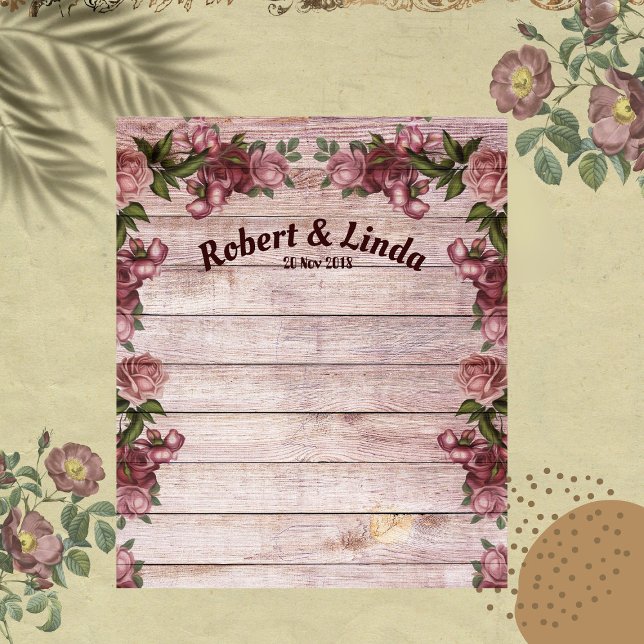 Rustic Woodland Roses Country Wedding Backdrop Tapestry (Rustic Woodland Roses Country Wedding Backdrop)