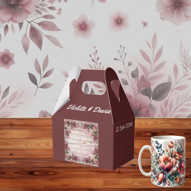 Rustic Woodland Roses Floral Country Wedding Favour Box (Rustic Woodland Roses Floral Country Wedding Favor Boxes)