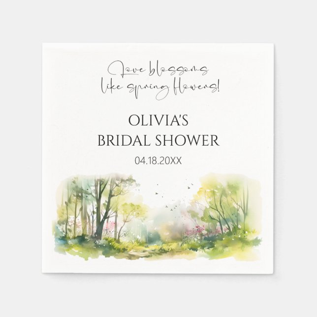 Rustic Woodland Spring Forest Bridal shower Napkin (Front)