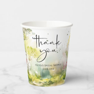 Rustic Woodland Spring Forest Bridal Shower Paper Cups