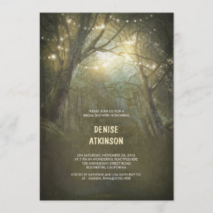 Rustic Woodland String Lights Bridal Shower Invitation