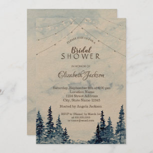 Rustic Woodland, String Lights Invitation