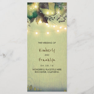 Rustic Woodland String Lights Wedding Programs Programme