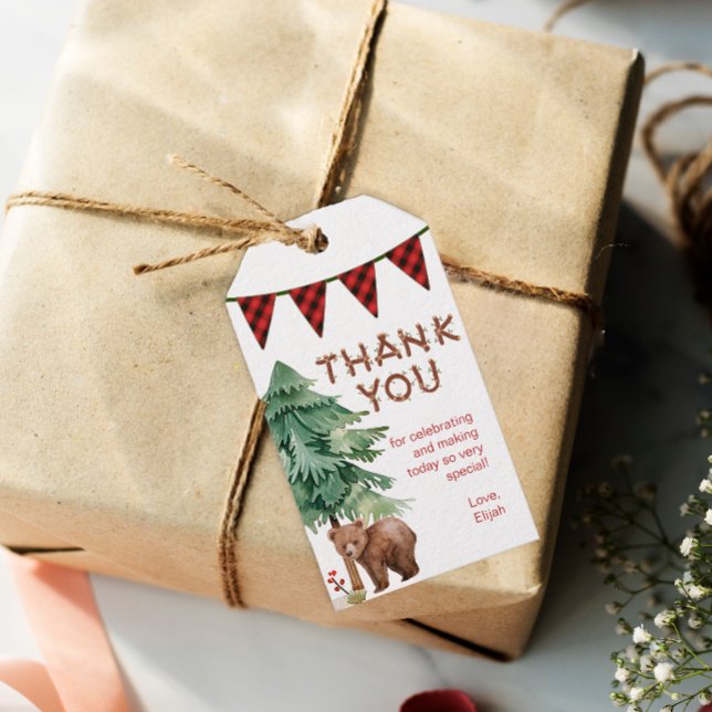 Rustic Woodland Thank You Birthday Favour Gift Tag (Woodland Birthday Gift Tag)