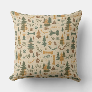Rustic Woodland Throw Pillow – Lodge‑Inspired Pet